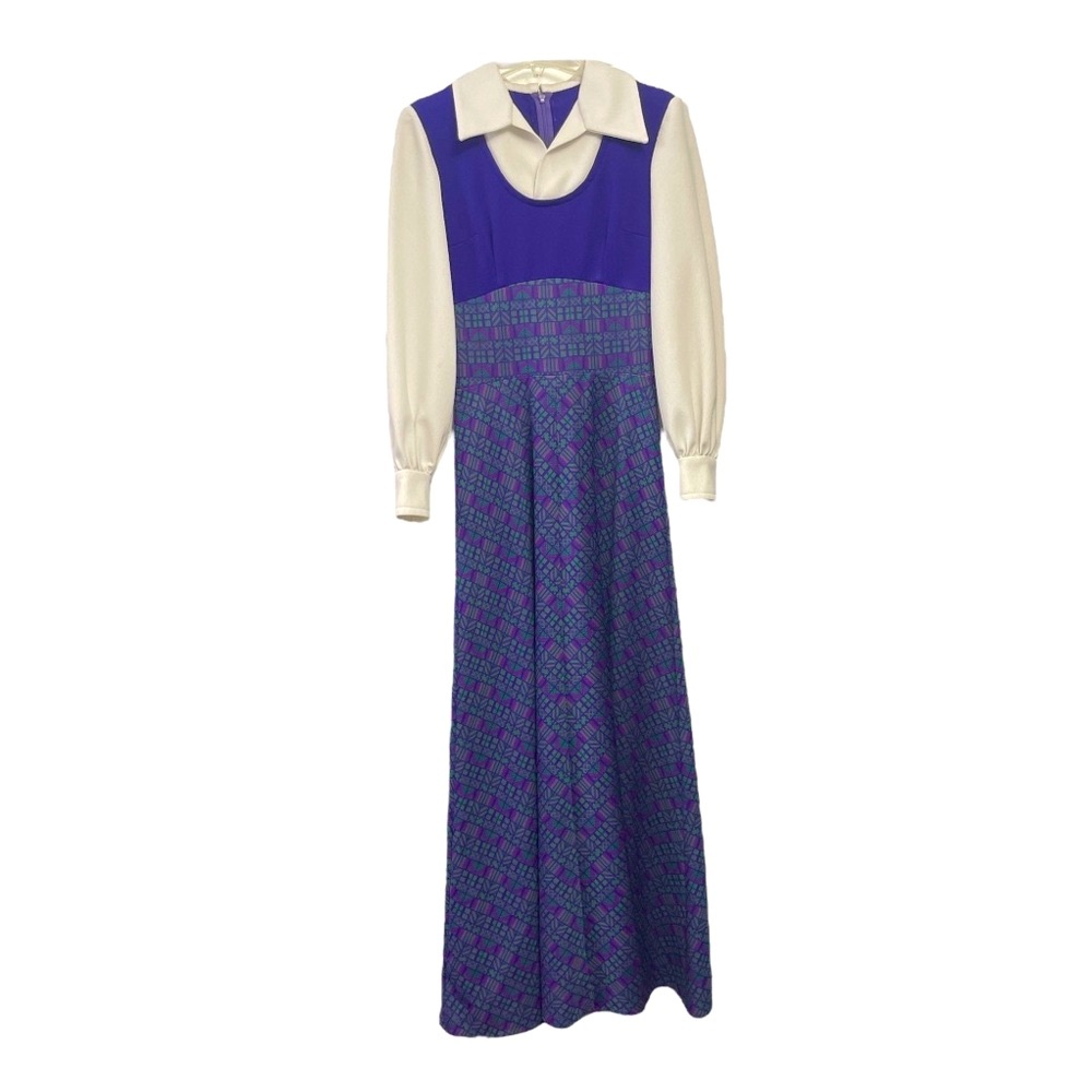 Vintage 60s/70s Long Sleeve Maxi Dress Handmade Purple Size Small